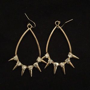 Gold subtle spike and sparkle earrings